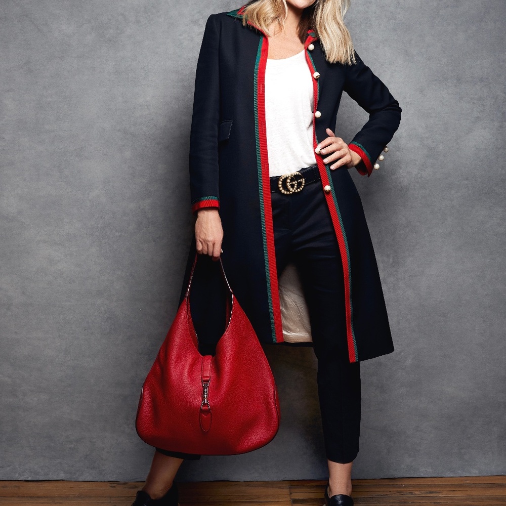 Gucci Black Coat with Red and Green Trim